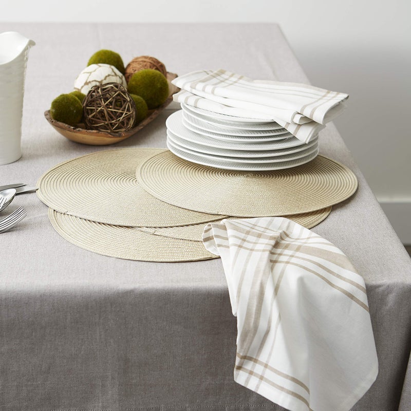 DII Classic Woven Tabletop Collection, Indoor/Outdoor Placemat Set, Round, 15" Diameter, Natural, 6 Piece - Image 5